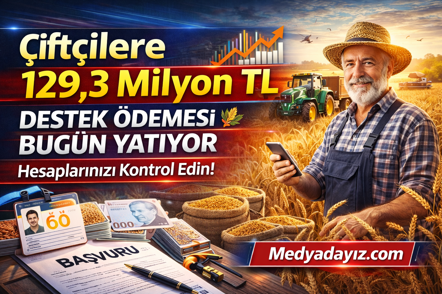 Çiftçilere 129,3 Milyon TL Destek Ödemesi Bugün Yatıyor 🌾 Hesaplarınızı Kontrol Edin!