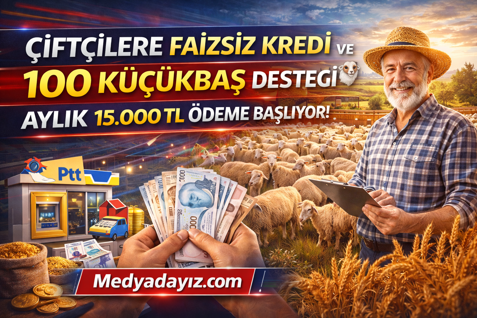 Çiftçilere Faizsiz Kredi ve 100 Küçükbaş Desteği 🐑 Aylık 15.000 TL Ödeme Başlıyor!