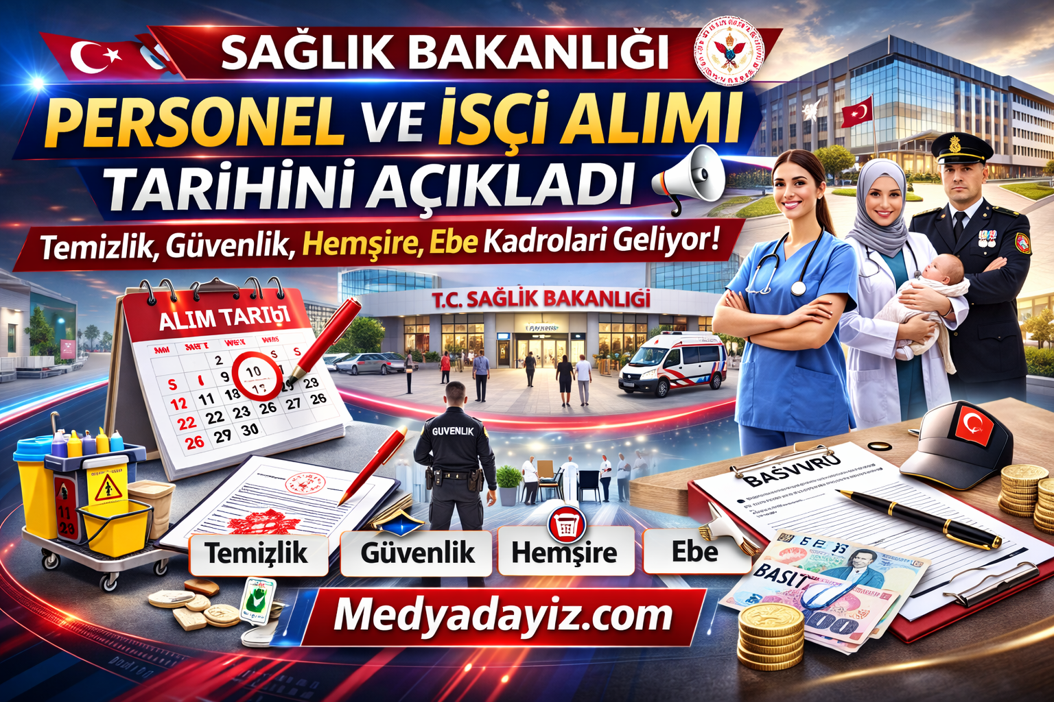 Sağlık Bakanlığı Personel ve İşçi Alımı Tarihini Açıkladı 🏥 Temizlik, Güvenlik, Hemşire, Ebe Kadroları Geliyor!