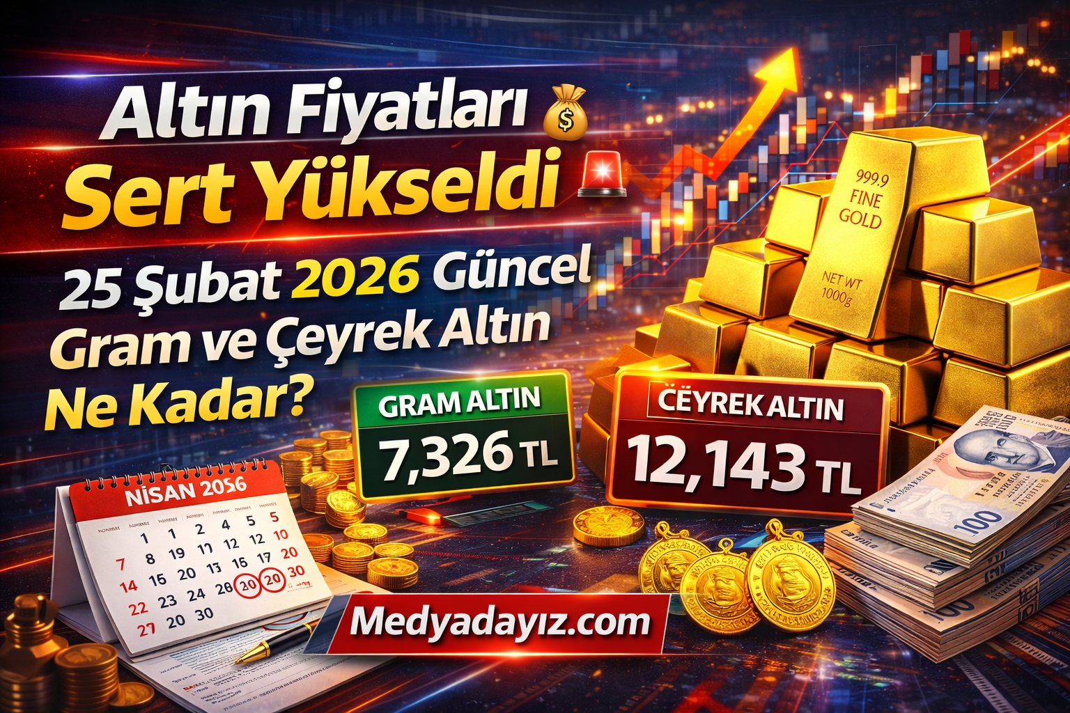 Altın Fiyatları Sert Yükseldi 💰 25 Şubat 2026 Güncel Gram ve Çeyrek Altın Ne Kadar?