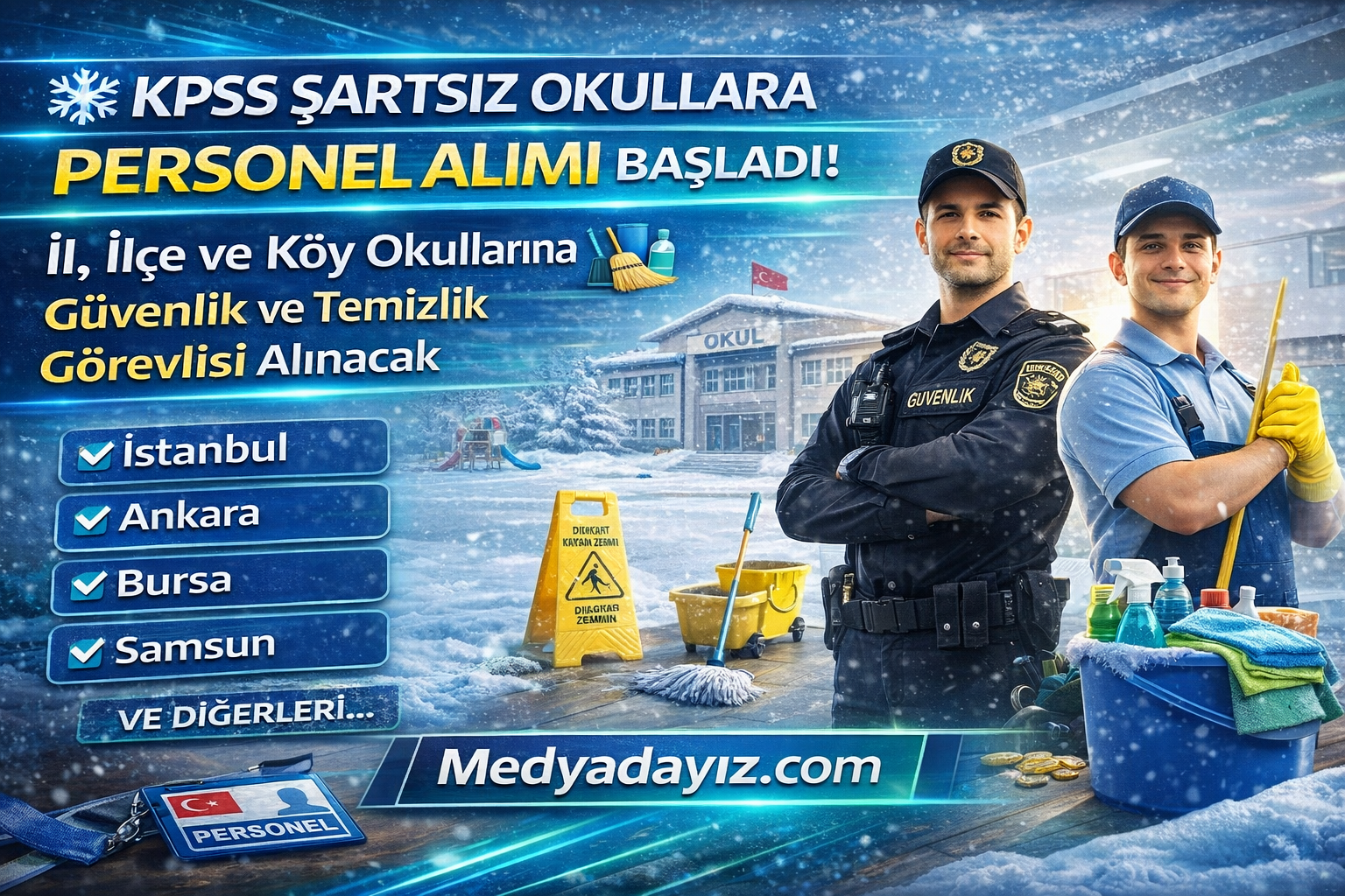 🧹 KPSS Şartsız Okullara Personel Alımı Başladı! İl, İlçe ve Köy Okullarına Güvenlik ve Temizlik Görevlisi Alınacak