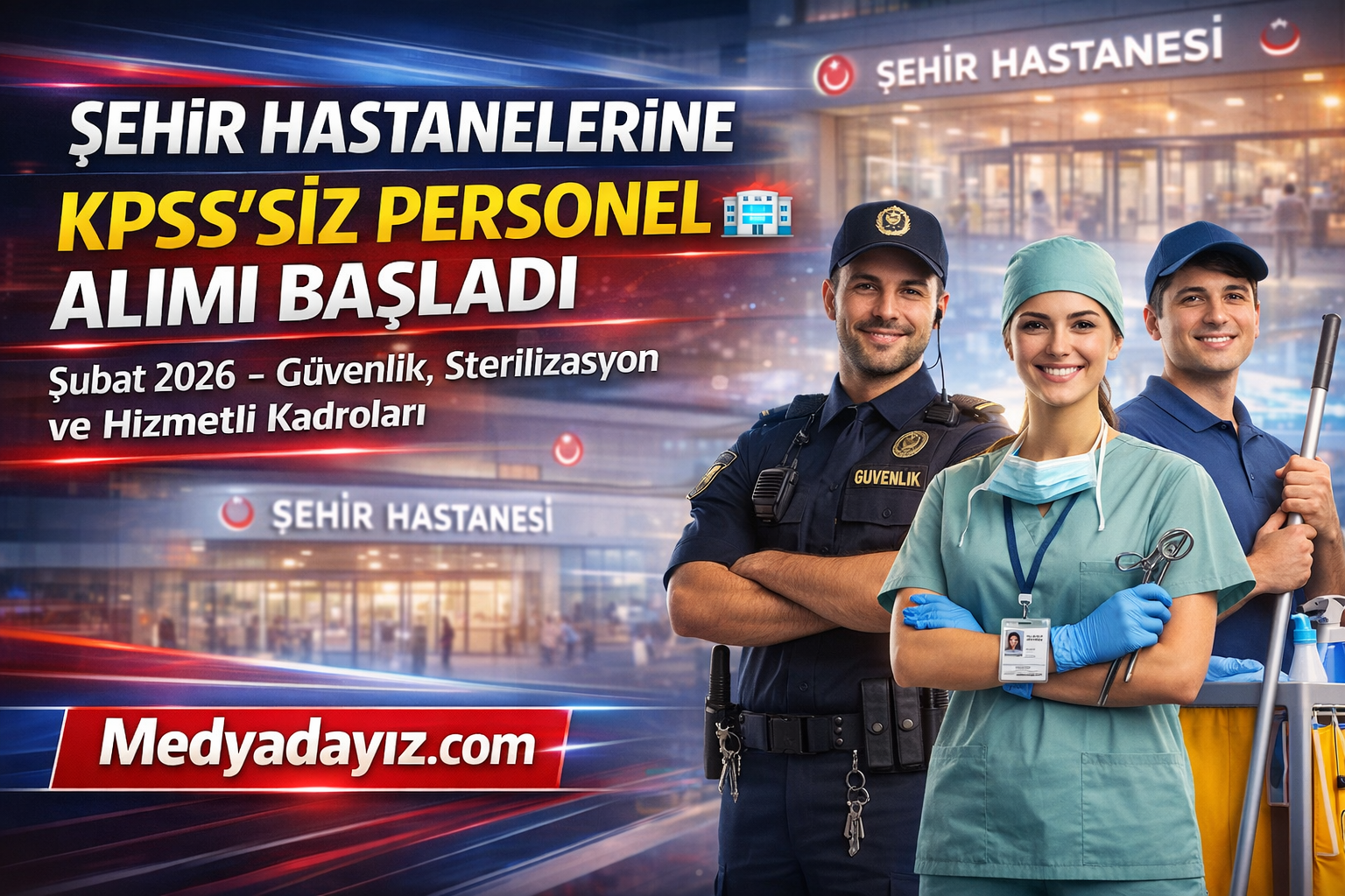 Şehir Hastanelerine KPSS’siz Personel Alımı Başladı 🏥 Şubat 2026 Güvenlik, Sterilizasyon ve Hizmetli Kadroları