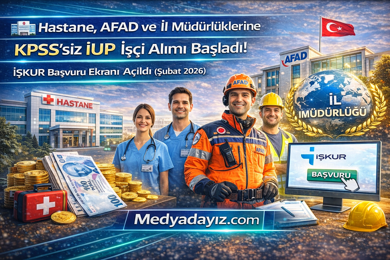 🏥 Hastane, AFAD ve İl Müdürlüklerine KPSS’siz İUP İşçi Alımı Başladı! İŞKUR Başvuru Ekranı Açıldı (Şubat 2026)