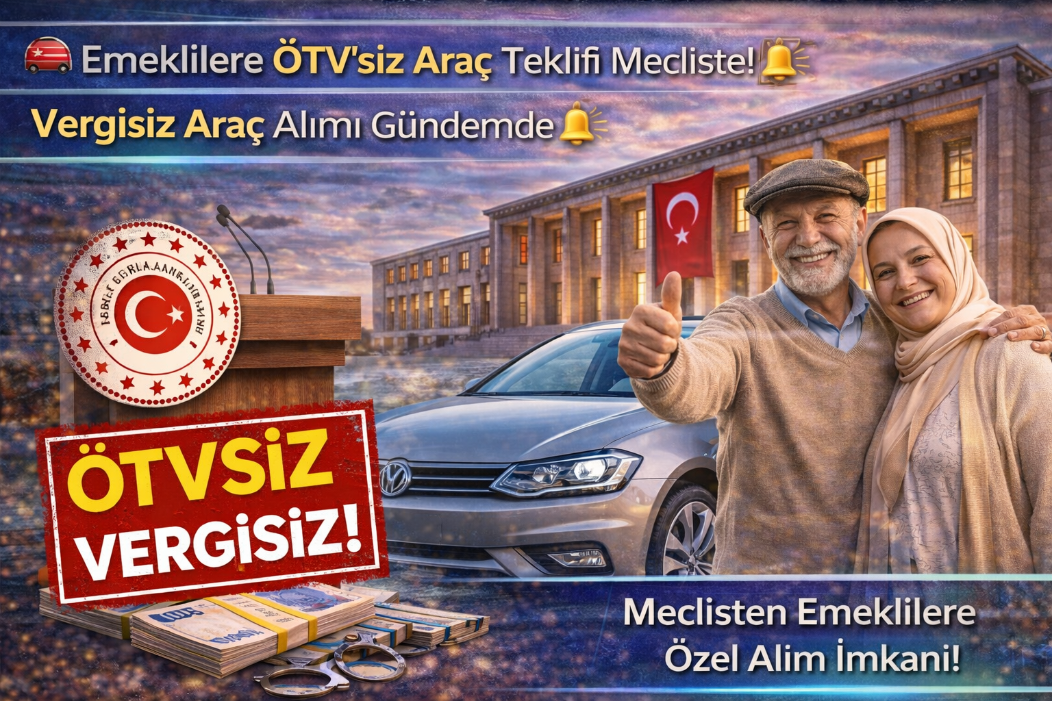 🚗 Emeklilere ÖTV’siz Araç Teklifi Mecliste! Vergisiz Araç Alımı Gündemde 🔔