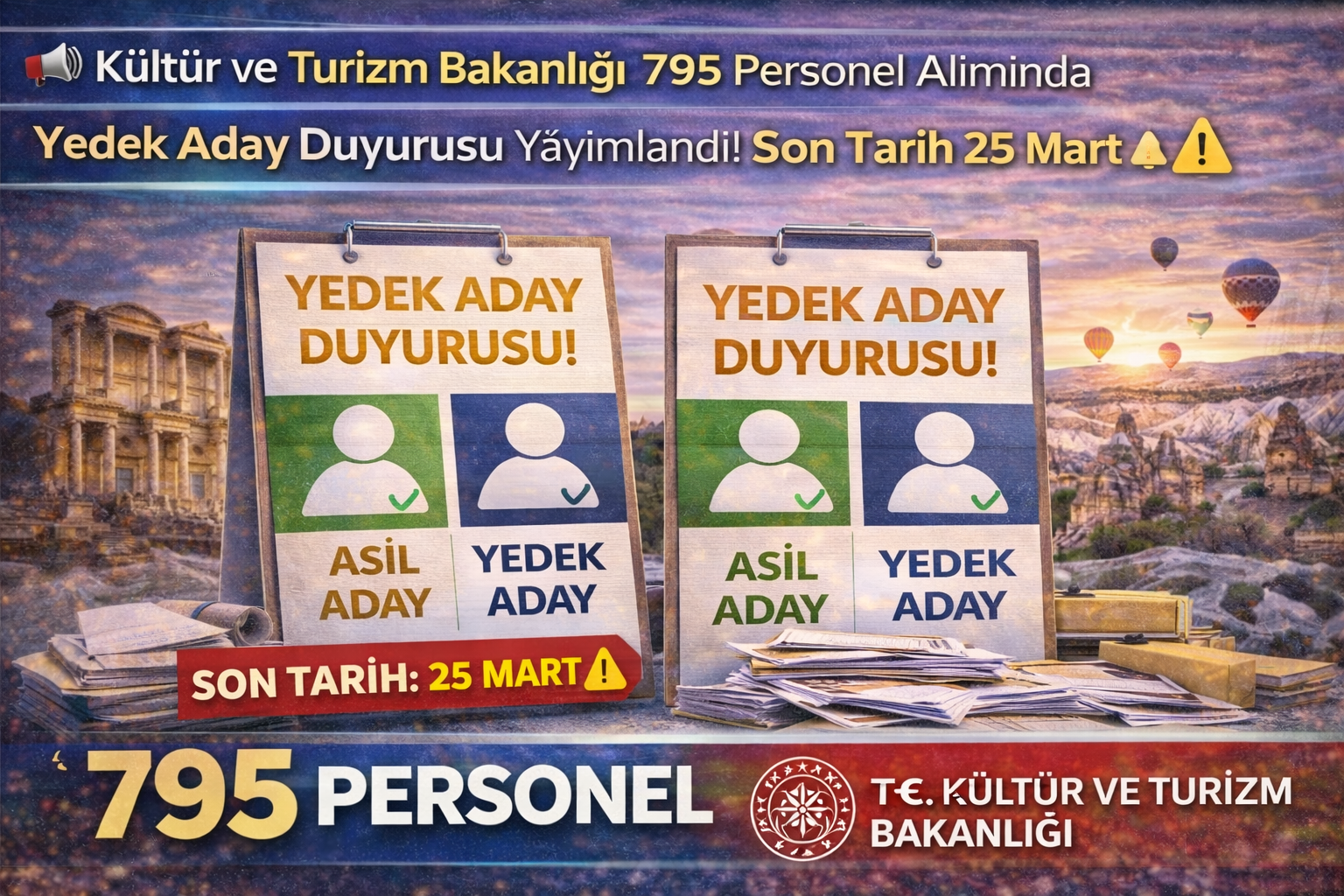 📢 Kültür ve Turizm Bakanlığı 795 Personel Alımında Yedek Aday Duyurusu Yayımlandı! Son Tarih 25 Mart ⚠️