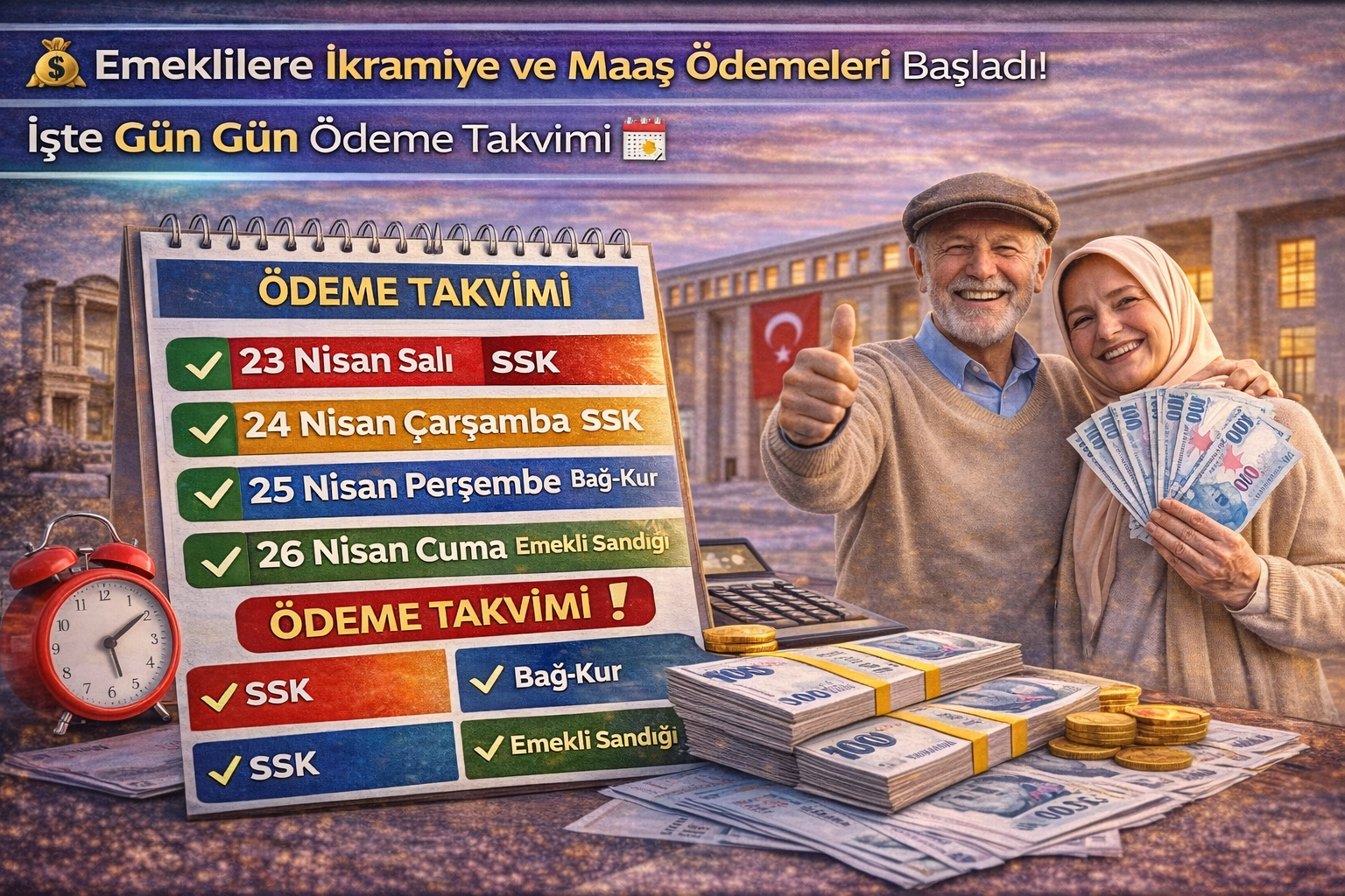 💰 Emeklilere İkramiye ve Maaş Ödemeleri Başladı! İşte Gün Gün Ödeme Takvimi 📅
