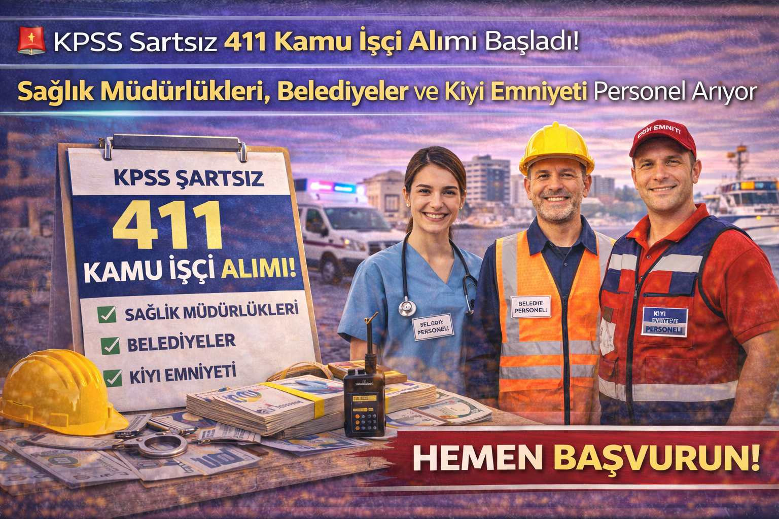 🚨 KPSS Şartsız 411 Kamu İşçi Alımı Başladı! Sağlık Müdürlükleri, Belediyeler ve Kıyı Emniyeti Personel Arıyor