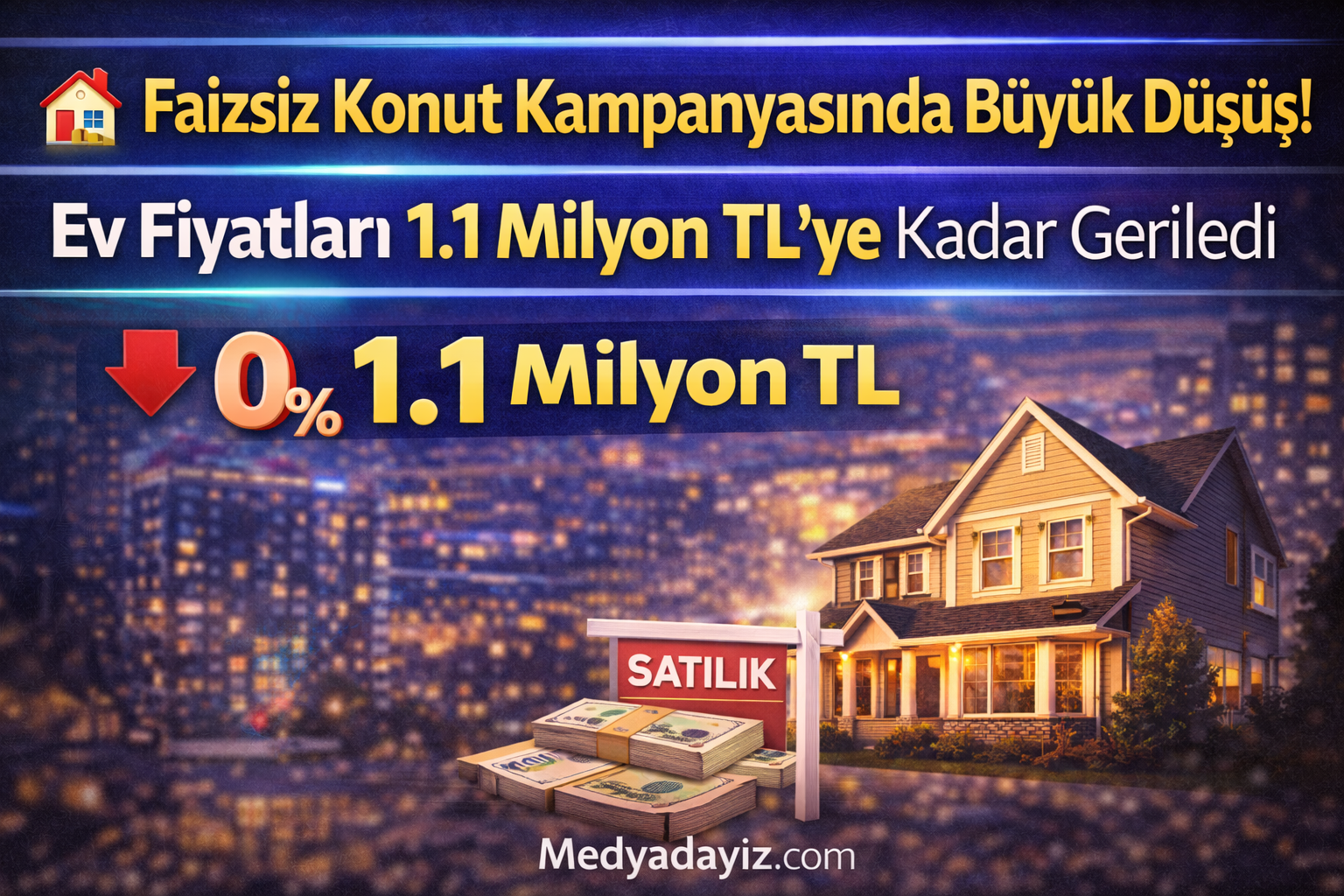 🏠 Faizsiz Konut Kampanyasında Büyük Düşüş! Ev Fiyatları 1.1 Milyon TL’ye Kadar Geriledi