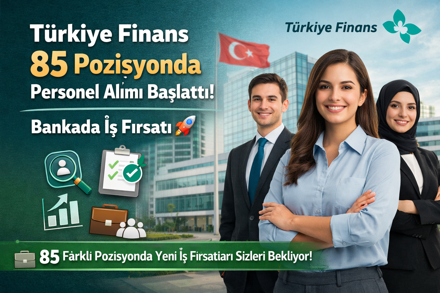 💼 Türkiye Finans 85 Pozisyonda Personel Alımı Başlattı! Bankada İş Fırsatı 🚀