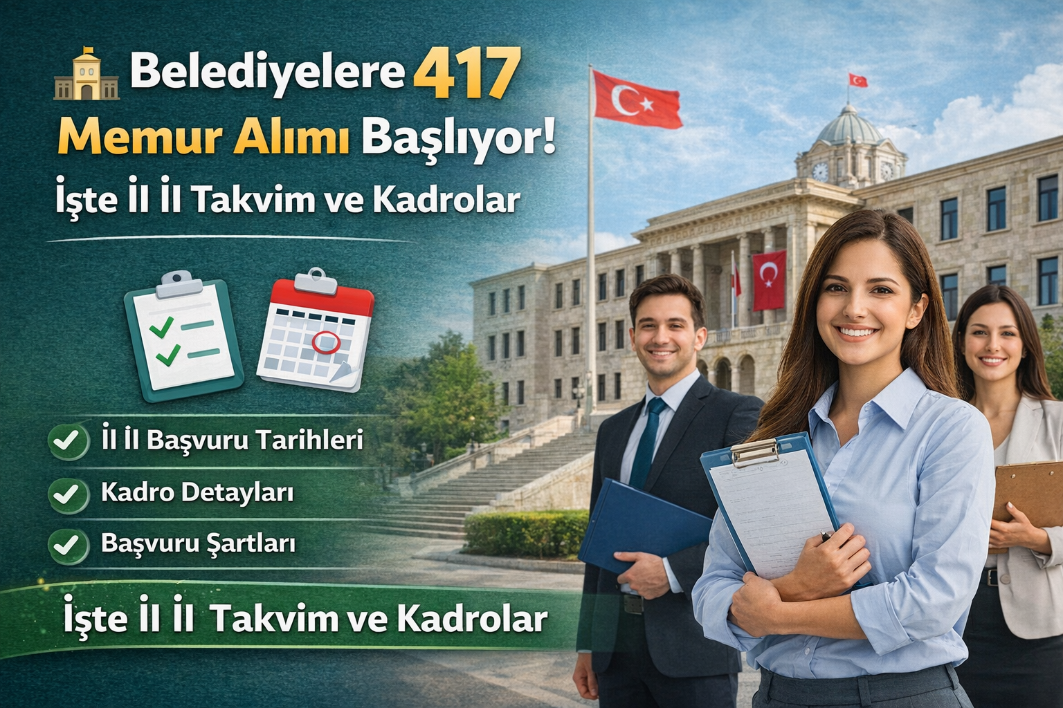 🏛️ Belediyelere 417 Memur Alımı Başlıyor! İşte İl İl Takvim ve Kadrolar