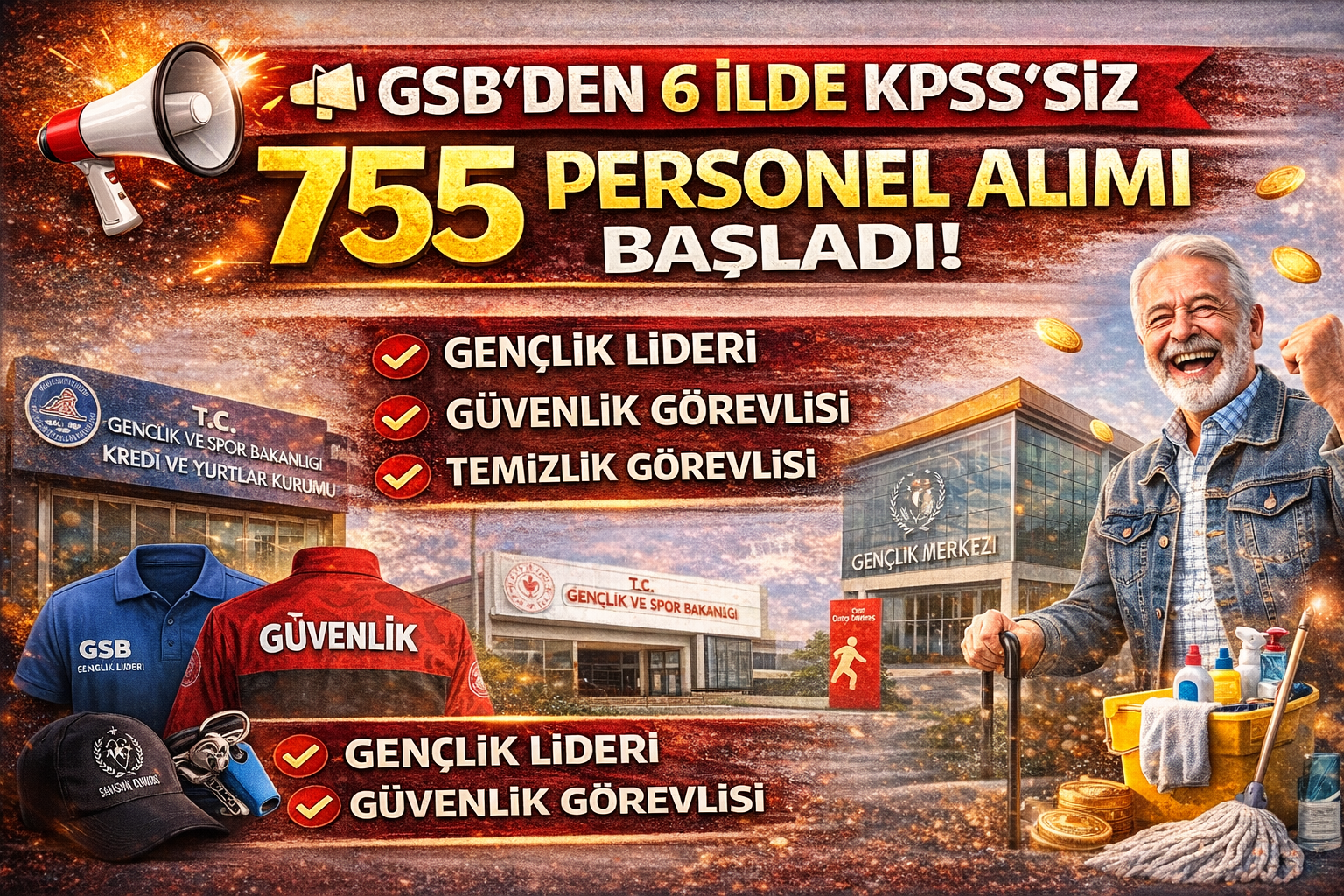 📢 GSB’den 6 İlde KPSS’siz 755 Personel Alımı Başladı!